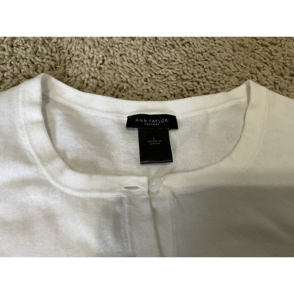 Ann Taylor, Women’s, 3/4 Sleeve Cardigan Sweater, Ivory, Size: L - Picture 5 of 7